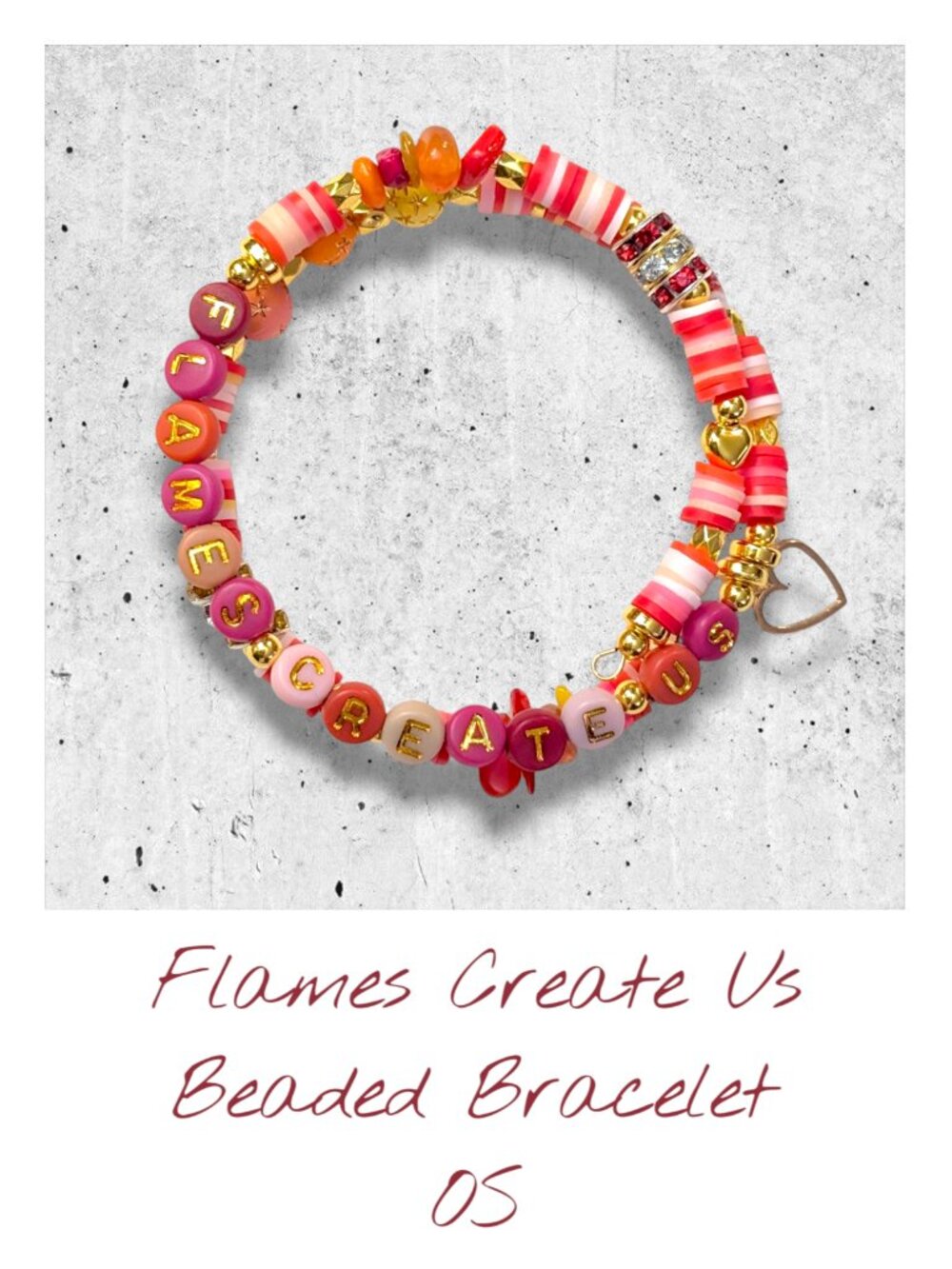 Red and Pink Multicolor Beaded Ed Bracelet: Flames Create Us